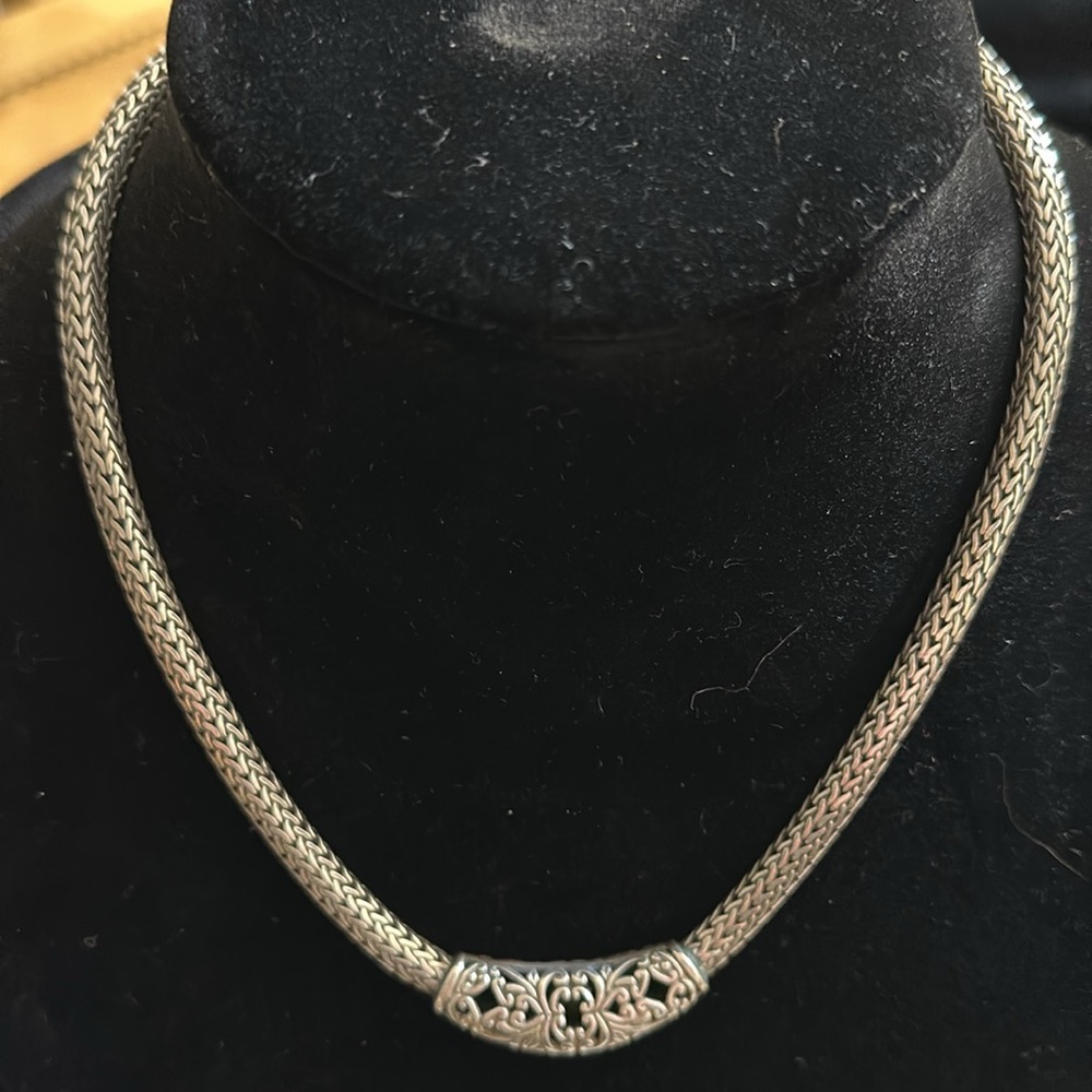 Solid Sterling Silver Necklace With Gem Stones - image 3